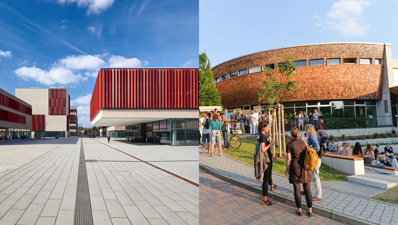 Das Bild zeigt eine Collage der Hochschulen Ruhr West und Eberswalde.