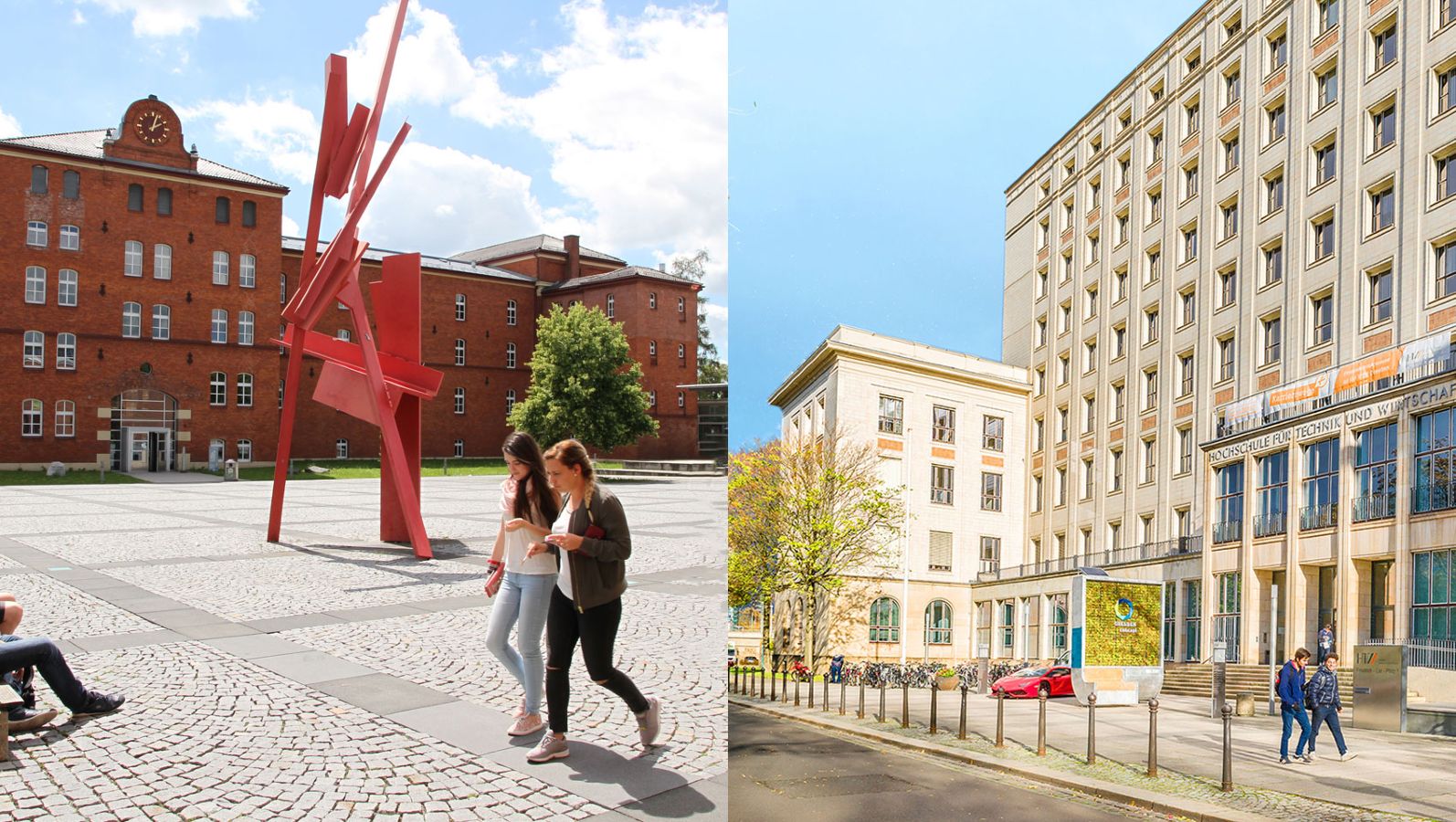 Das Bild zeigt eine Collage der HS Anbach und der HTW Dresden.